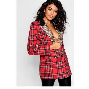 plaid and leopard blazer